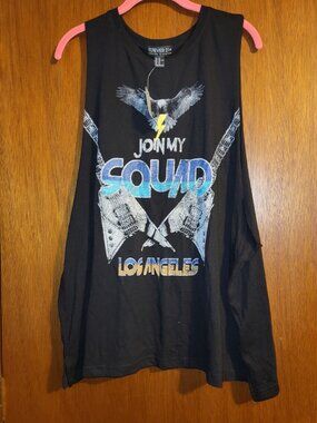 New 3x Forever 21 Join My Squad Los Angeles Sleeveless Tank Top Tee Shirt Black